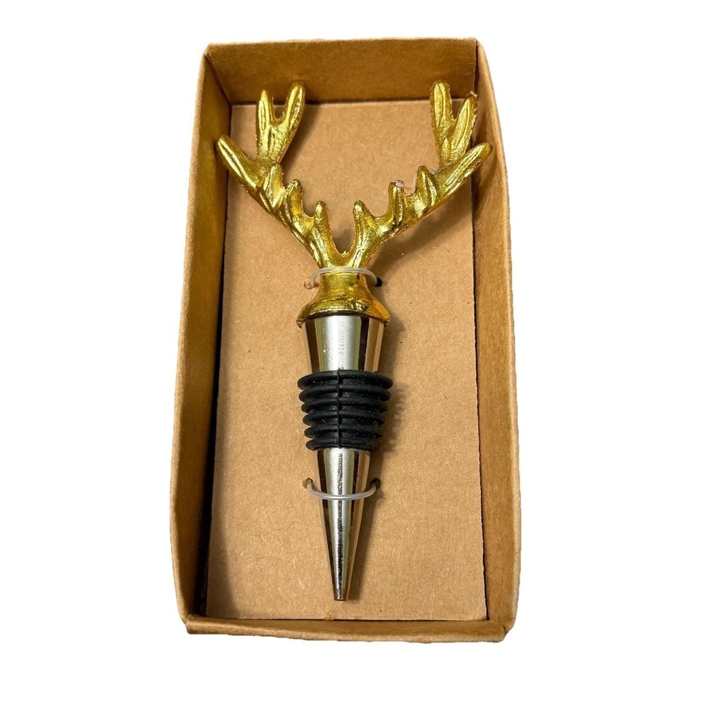 Gold Deer Antler Wine Bottle Stopper Barware Stag Buck Bottle Cork Sealer